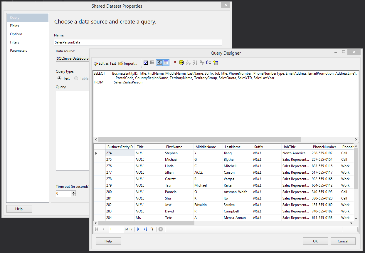 SSRS3 Query Designer