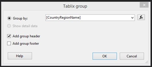 Tablix Grouping